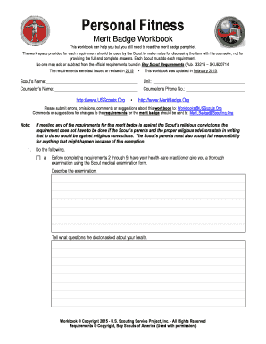 Personal Fitness Merit Badge Workbook