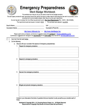 Emergency Preparedness Merit Badge Workbook 2020-2023 - Fill and Sign  Printable Template Online