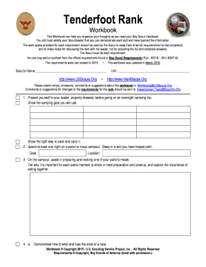Tenderfoot Rank Workbook