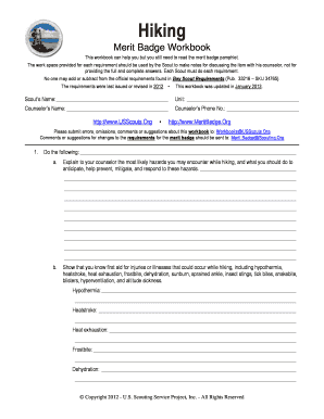 Hiking Merit Badge Workbook