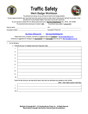 Traffic Safety Merit Badge Workbook