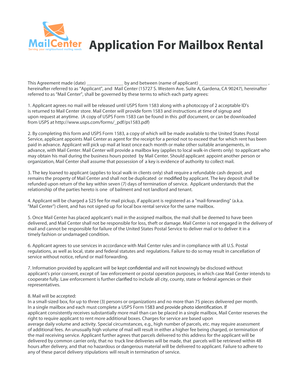 Mailbox Rental Application