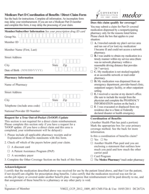 Medicare Part D Coordination of Benefits Form
