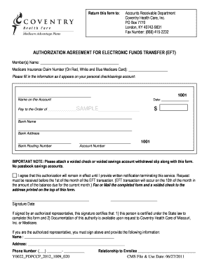 Authorization Agreement for Electronic Funds Transfer