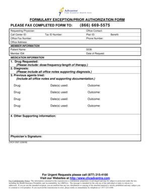 Formulary Exception Prior Authorization Form