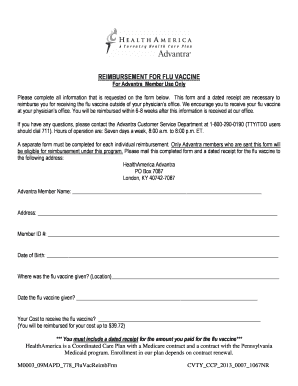 Reimbursement for Flu Vaccine