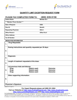 Quantity Limit Exception Request Form