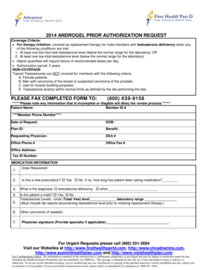 2014 AndroGel Prior Authorization Request