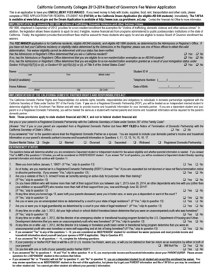 California Community Colleges Board of Governors Fee Waiver Application