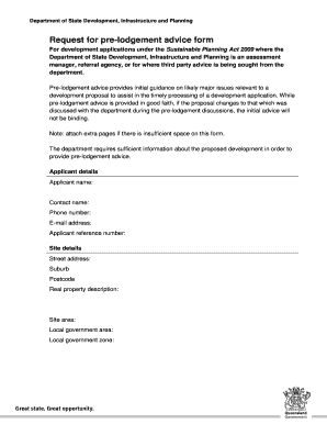 Queensland Pre-Lodgement Advice Form