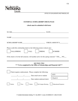 External Scholarship Check Form