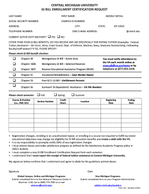 GI Bill Enrollment Certification Request