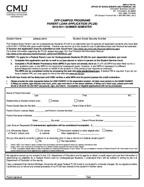 Parent Loan Application (PLUS) Form