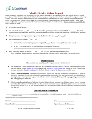 Selective Service Waiver Request Form