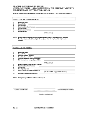 passport receiving form