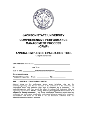 Jackson State University Annual Employee Evaluation Form