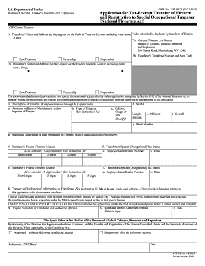 ATF Form 3 Tax-Exempt Firearm Transfer