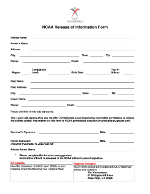NCAA Release of Information Form