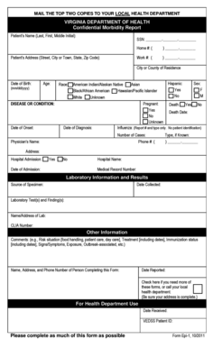 Virginia Confidential Morbidity Report