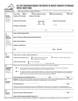457/401 Participant Request for Trustee-to-Trustee Transfer to Purchase Service Credit Form