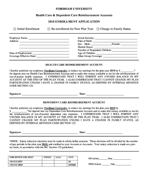 Fordham University Health Care Reimbursement Application