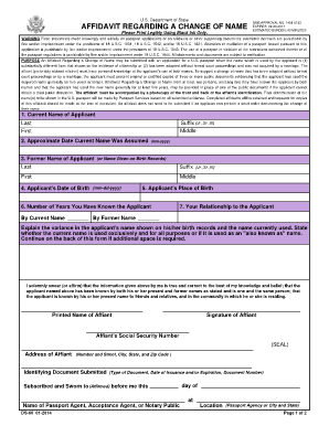Affidavit Regarding a Change of Name