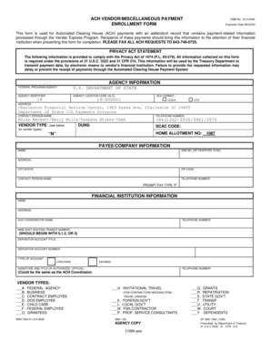 ACH Vendor/Miscellaneous Payment Enrollment Form