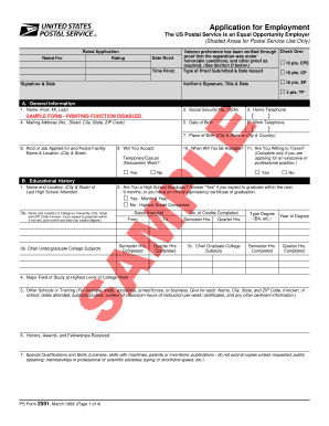 USPS Employment Application Form