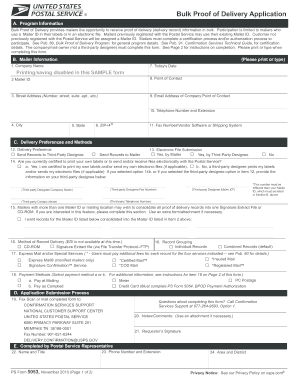 USPS Bulk Proof of Delivery Application