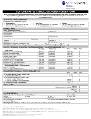 Softline Pastel Payroll Stationery Order Form