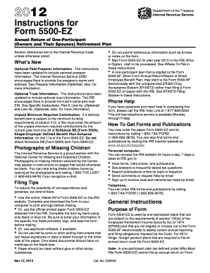Form 5500-EZ Instructions
