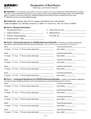 KPERS Designation of Beneficiary Form