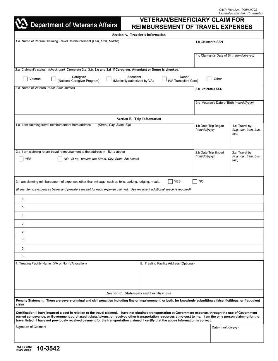 Fillable Form Va 10-3542 | Edit, Sign & Download In PDF | PDFrun