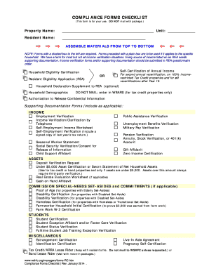 Compliance Forms Checklist