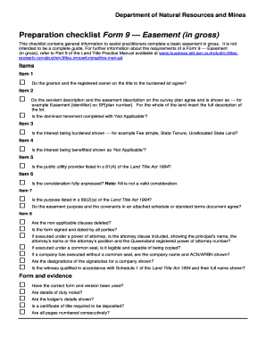 Form 9 — Easement (in Gross) Preparation Checklist