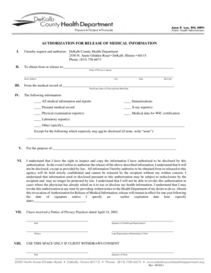 Authorization for Release of Medical Information