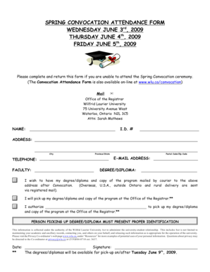 Spring Convocation Attendance Form