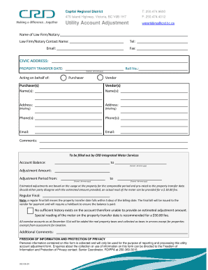 Capital Regional District Utility Account Adjustment