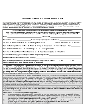 Tuition Late Registration Fee Appeal Form