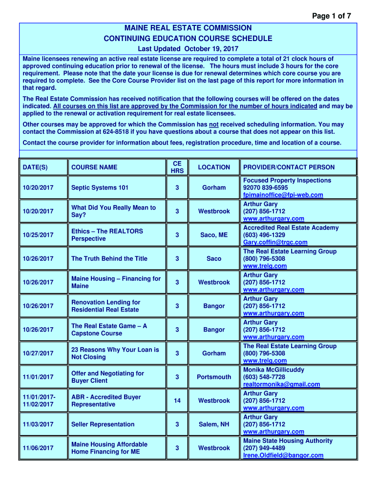 Fillable Online Maine licensees renewing an active real estate license