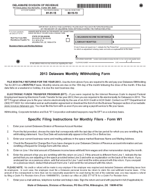 Delaware Withholding Tax Return Form W1 9301