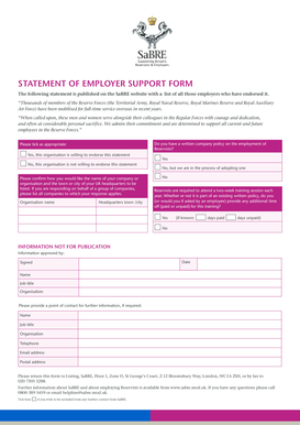 Statement of Employer Support Form