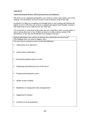 Annual Performance Review Self-Assessment Form