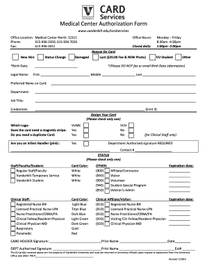Medical Center Authorization Form
