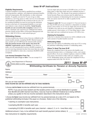 Iowa W-4P Withholding Certificate