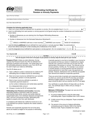 California Withholding Certificate for Pension or Annuity Payments