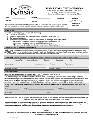Kansas Cosmetology License Renewal Form