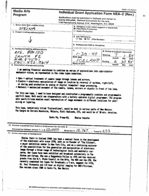 Visual Artists Individual Grant Application Form