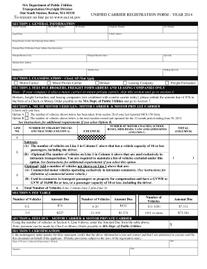 Massachusetts Unified Carrier Registration Form