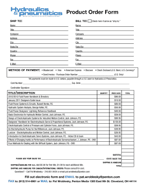 Fluid Power Handbook Order Form